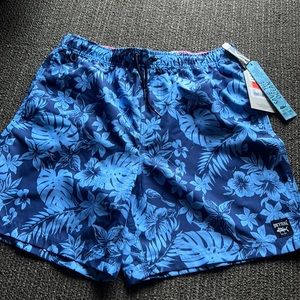 🌴Men’s fun Spicy Tuna blue flower swim trunk S